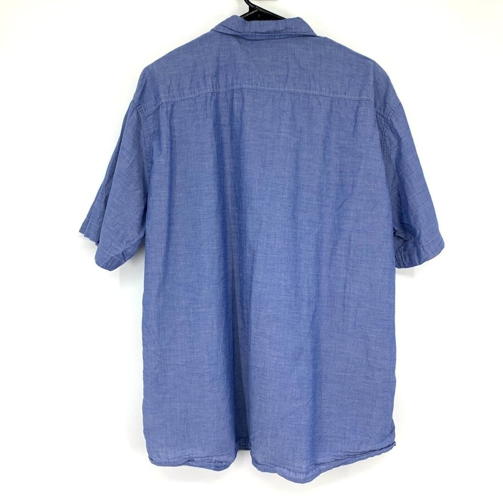 H&M Mens Shirt Regular Fit Blue Button Down Short Sleeve Oxford - Picture 7 of 10